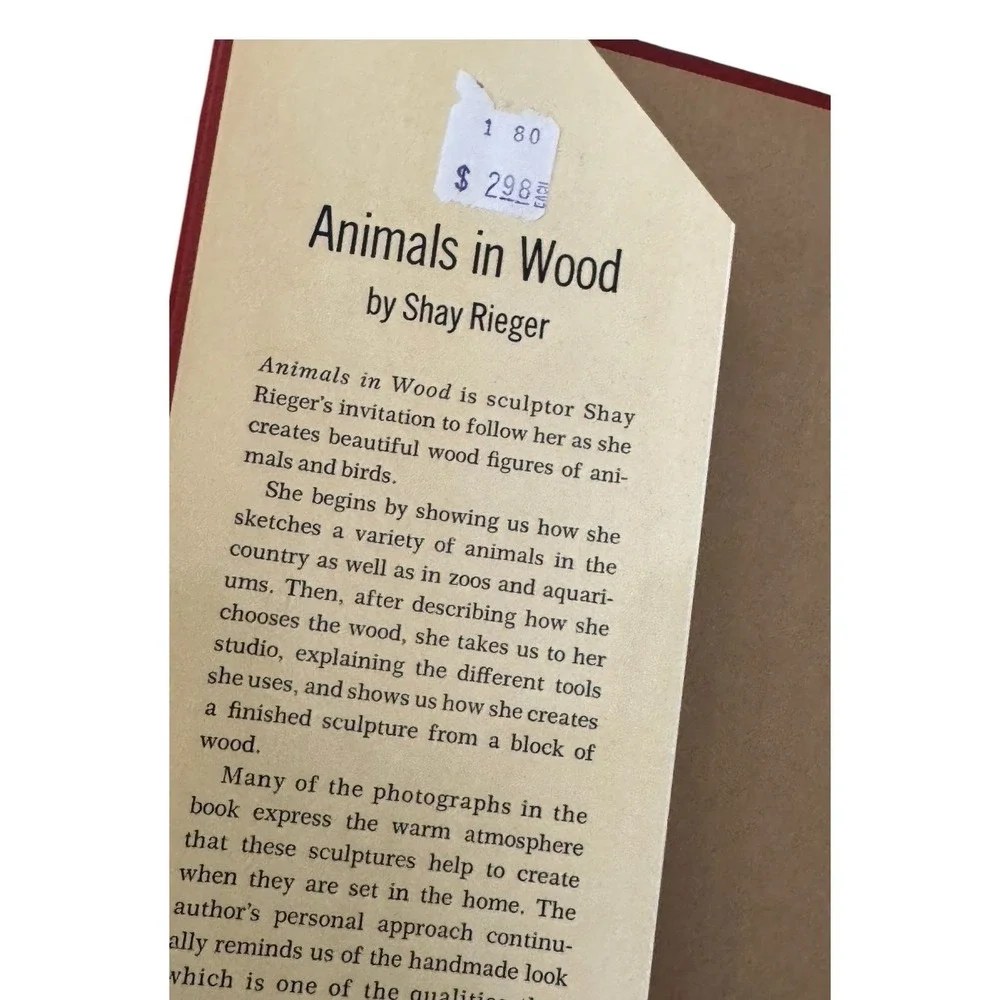 Animals in Wood Shay‎ Rieger 1971 HC Wood Carving Sculpture Wildlife Art Book
